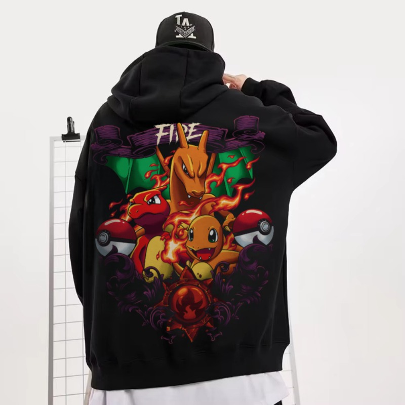 Cosplay Flame Prop - Sudadera con capucha negra de gran